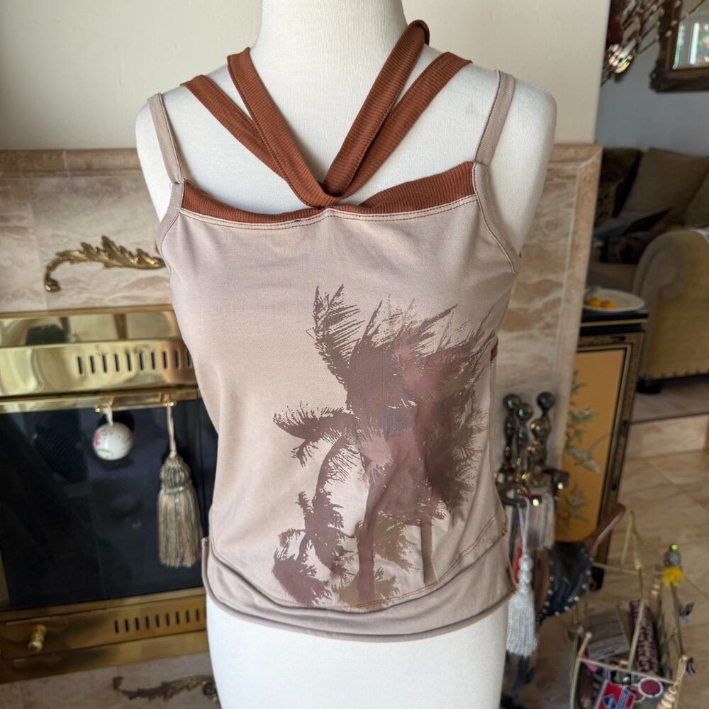 Vintage Palm Print Strappy Top by BGN Just Collection